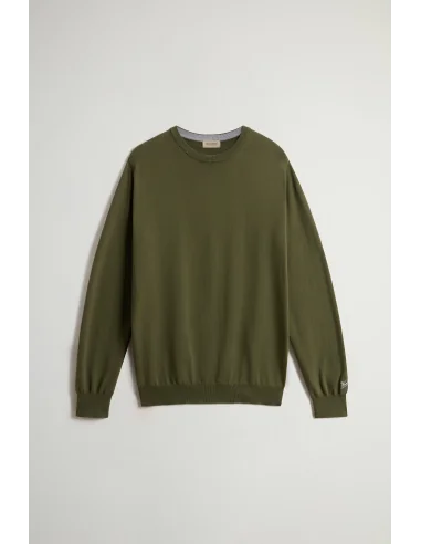 Woolrich - Maglia Uomo Cotone Verde Militare Prezzo 130,00