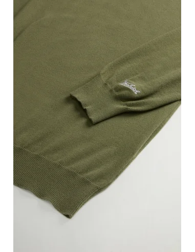 Woolrich - Maglia Uomo Cotone Verde Militare Prezzo 130,00