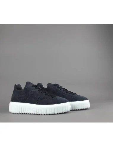 Hogan - H-Stripes Uomo H645 Camoscio Blu Scuro H Forata Prezzo 430,00