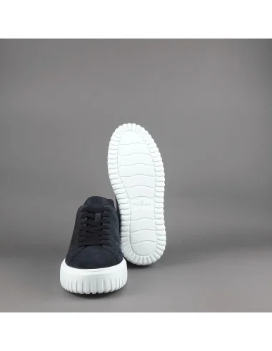 Hogan - H-Stripes Uomo H645 Camoscio Blu Scuro H Forata Prezzo 430,00