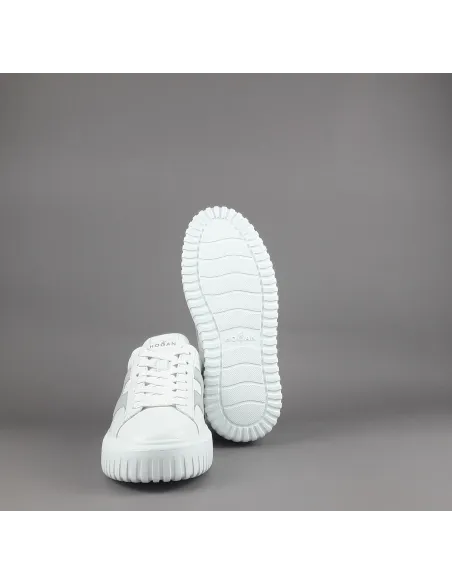 Hogan - H-Stripes Uomo H645 Pelle Nappa Bianco H Cucita Prezzo 430,00