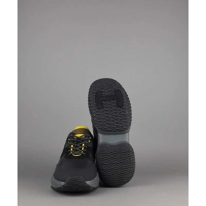 Hogan Sneakers Interaction Uomo Pelle Gommata Tela Nero Prezzo 360,00