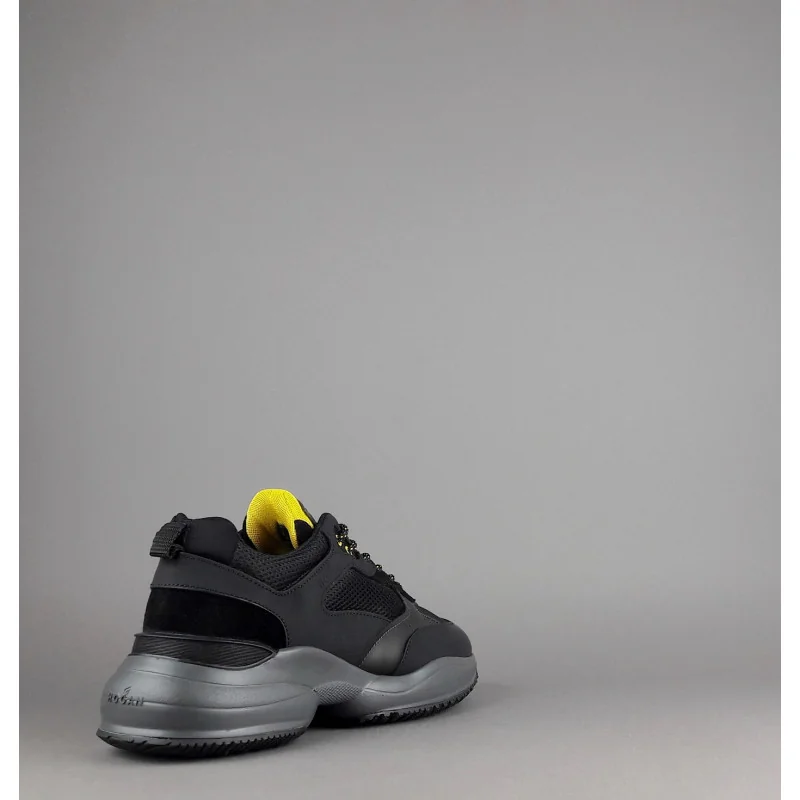Hogan Sneakers Interaction Uomo Pelle Gommata Tela Nero Prezzo 360,00