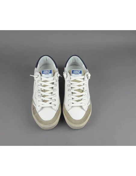 4B12 - Sneakers Uomo Retro Pelle Bianco Prezzo 219,00
