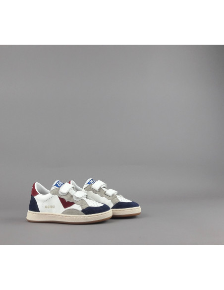 2B12 - Sneakers Junior Play Pelle Camoscio Bianco Blu Prezzo 99,00