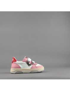 2B12 - Sneakers Junior Hyper Pelle Rosa Bianco Prezzo 99,00