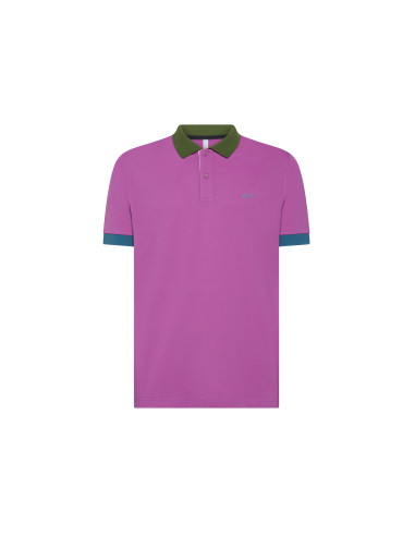 Sun 68 - Polo Uomo 3 Color Way Cotone Stretch Viola Prezzo 70,00