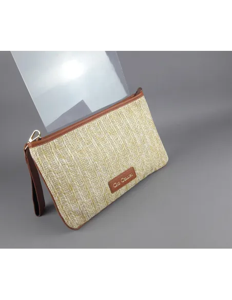 Gio Cellini - Pochette Donna Rafia Beige Marrone Prezzo 39,00