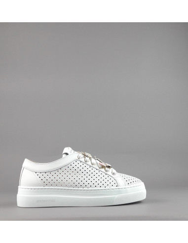 Stokton - Sneakers Donna Pelle Bianco Forata Prezzo 235,00