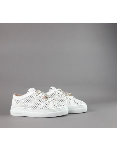 Stokton - Sneakers Donna Pelle Bianco Forata Prezzo 235,00