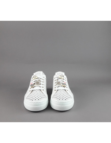 Stokton - Sneakers Donna Pelle Bianco Forata Prezzo 235,00