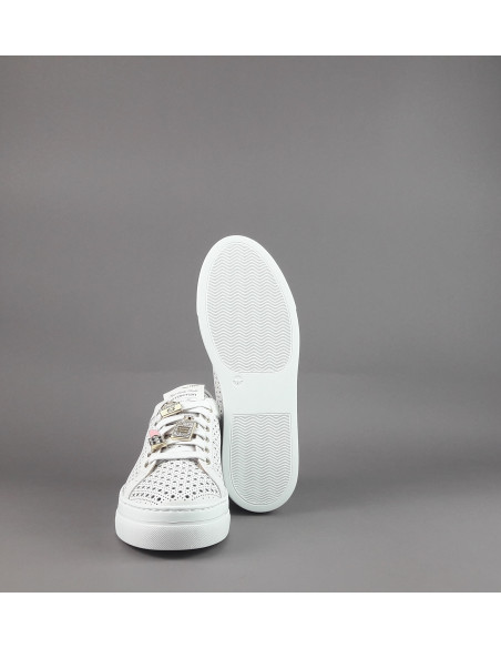 Stokton - Sneakers Donna Pelle Bianco Forata Prezzo 235,00