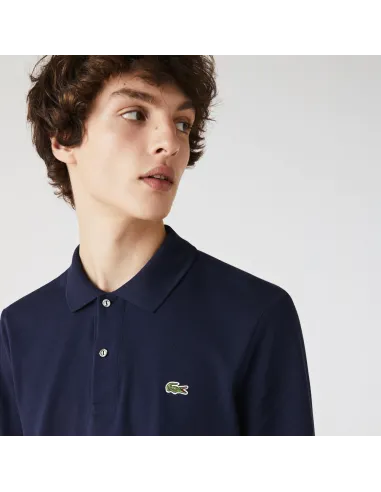 Lacoste - Polo Uomo Manica Lunga Piqué Blu Scuro Prezzo 120,00