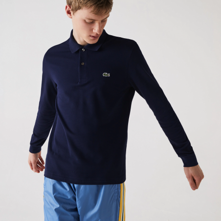 Lacoste - Polo Uomo Manica Lunga Piqué Blu Scuro Prezzo 120,00