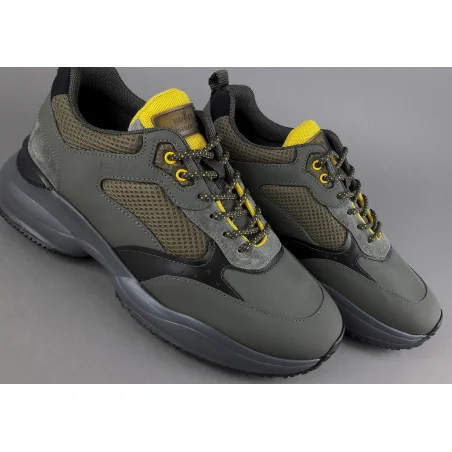 Hogan Sneakers Interaction Uomo Pelle Gommata Tela Verde Militare Prezzo 360,00