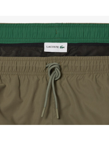 Lacoste - Costume Mare Uomo Nylon Verde Militare Prezzo 80,00