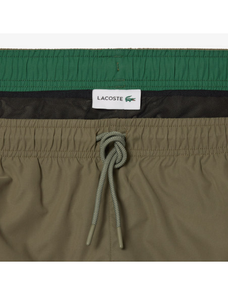 Lacoste - Costume Mare Uomo Nylon Verde Militare Prezzo 80,00