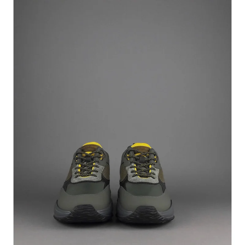 Hogan Sneakers Interaction Uomo Pelle Gommata Tela Verde Militare Prezzo 360,00