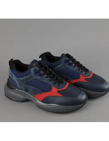 Hogan Sneakers Interaction Uomo Pelle Camoscio Tela Blu Scuro Prezzo 360,00