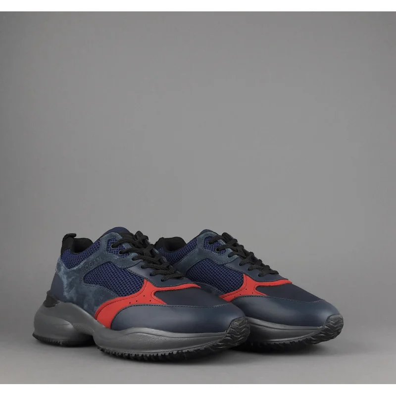 Hogan Sneakers Interaction Uomo Pelle Camoscio Tela Blu Scuro Prezzo 360,00