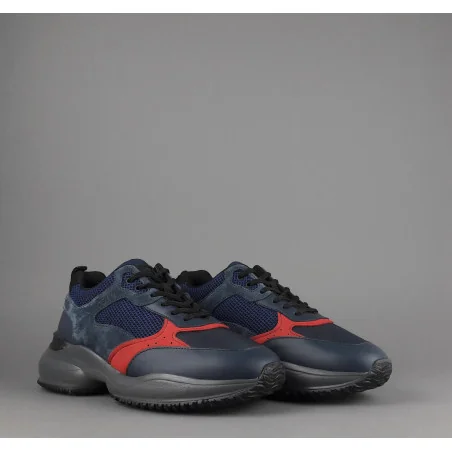 Hogan Sneakers Interaction Uomo Pelle Camoscio Tela Blu Scuro Prezzo 360,00