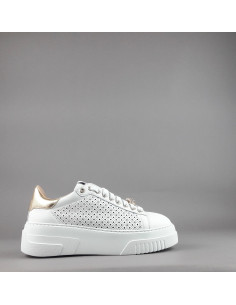 Stokton - Sneakers Donna Pelle Bianco Forata Prezzo 235,00