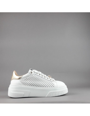 Stokton - Sneakers Donna Pelle Bianco Forata Prezzo 235,00