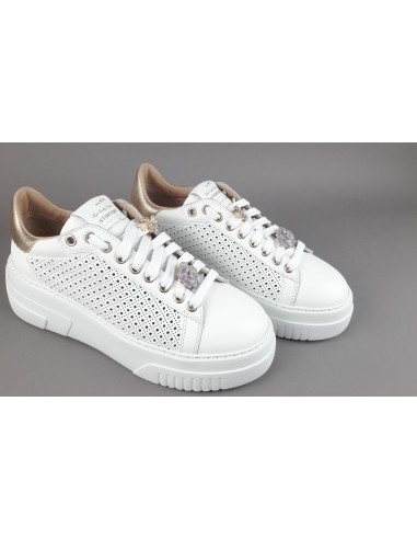 Stokton - Sneakers Donna Pelle Bianco Forata Prezzo 235,00