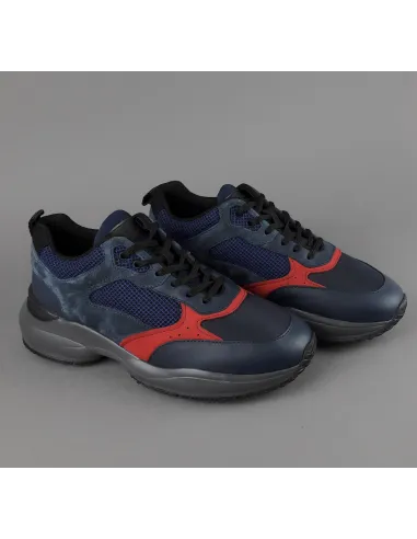 Hogan Sneakers Interaction Uomo Pelle Camoscio Tela Blu Scuro Prezzo 360,00