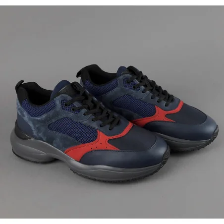 Hogan Sneakers Interaction Uomo Pelle Camoscio Tela Blu Scuro Prezzo 360,00