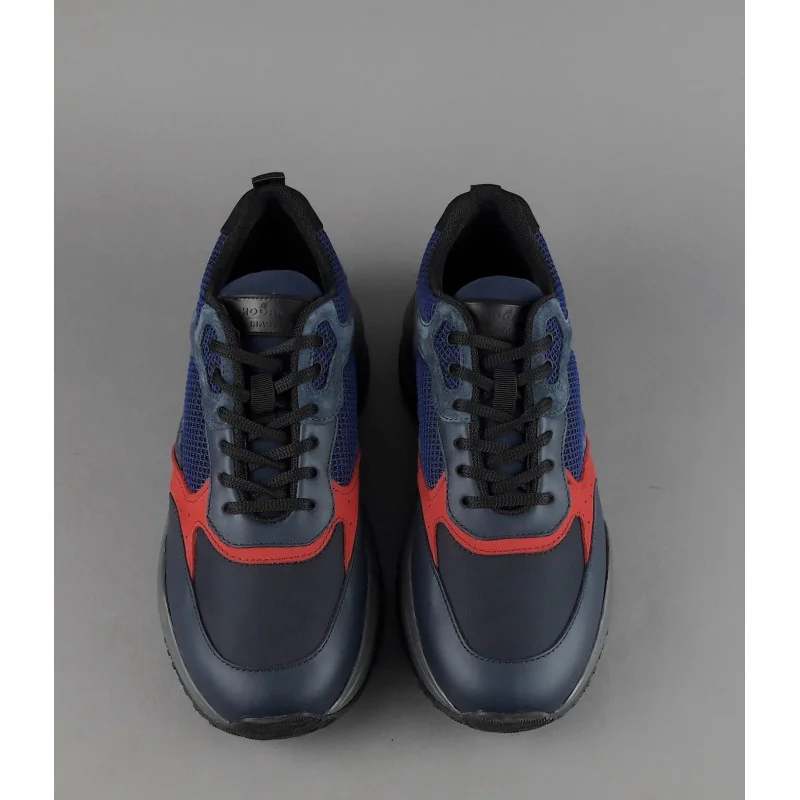 Hogan Sneakers Interaction Uomo Pelle Camoscio Tela Blu Scuro Prezzo 360,00