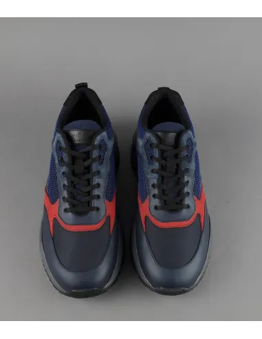 Hogan Sneakers Interaction Uomo Pelle Camoscio Tela Blu Scuro Prezzo 360,00