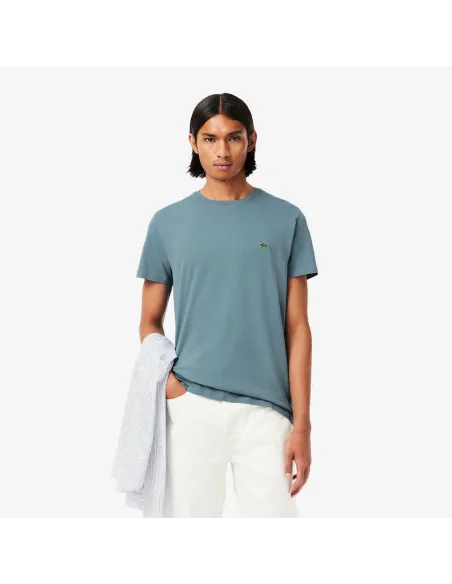 Lacoste - T-Shirt Cotone Pima Blu Grigio Prezzo 60,00
