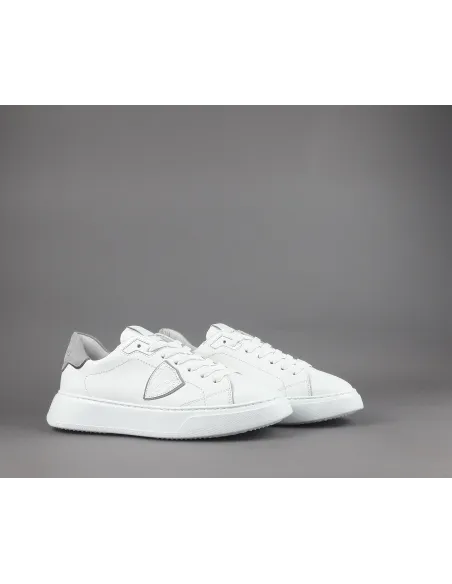 Philippe Model \ Sneakers Uomo New Temple Pelle Bianco Spoiler Grigio Prezzo 340,00