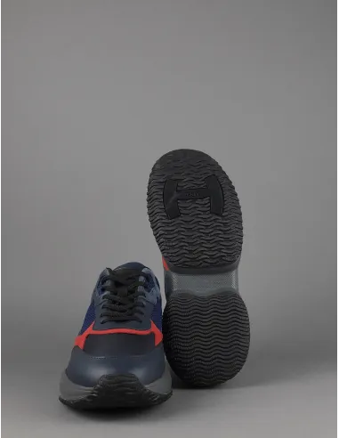 Hogan Sneakers Interaction Uomo Pelle Camoscio Tela Blu Scuro Prezzo 360,00