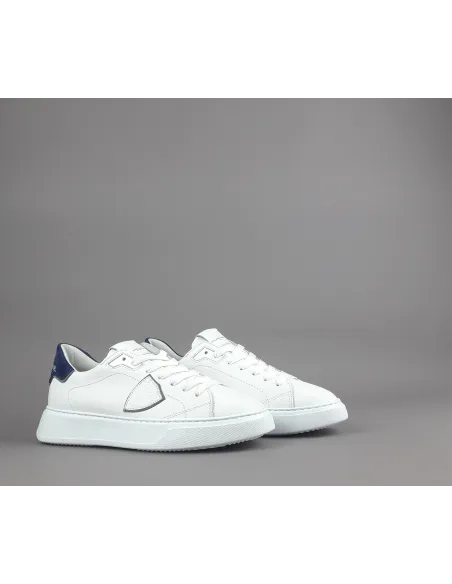 Philippe Model \ Sneakers Uomo New Temple Pelle Bianco Spoiler Blu Prezzo 340,00