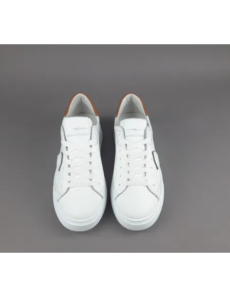 Philippe Model \ Sneakers Uomo New Temple Pelle Bianco Spoiler Cuoio Prezzo 340,00
