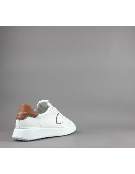 Philippe Model \ Sneakers Uomo New Temple Pelle Bianco Spoiler Cuoio Prezzo 340,00