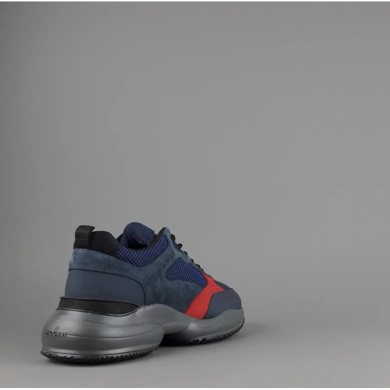 Hogan Sneakers Interaction Uomo Pelle Camoscio Tela Blu Scuro Prezzo 360,00