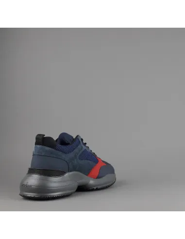 Hogan Sneakers Interaction Uomo Pelle Camoscio Tela Blu Scuro Prezzo 360,00