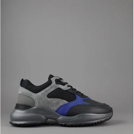 Hogan Sneakers Interaction Uomo Pelle Camoscio Tela Nero Grigio Prezzo 360,00