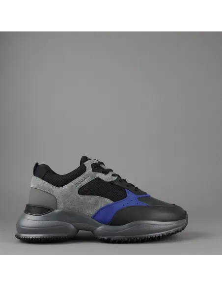 Hogan Sneakers Interaction Uomo Pelle Camoscio Tela Nero Grigio Prezzo 360,00