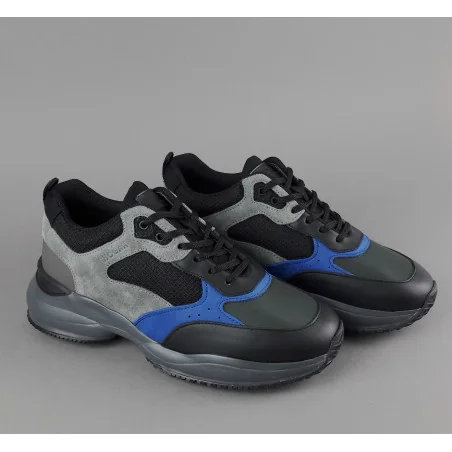 Hogan Sneakers Interaction Uomo Pelle Camoscio Tela Nero Grigio Prezzo 360,00