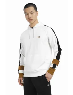 Fred Perry Felpa Con Cappuccio E Riga Uomo Cotone Bianco Prezzo 180,00