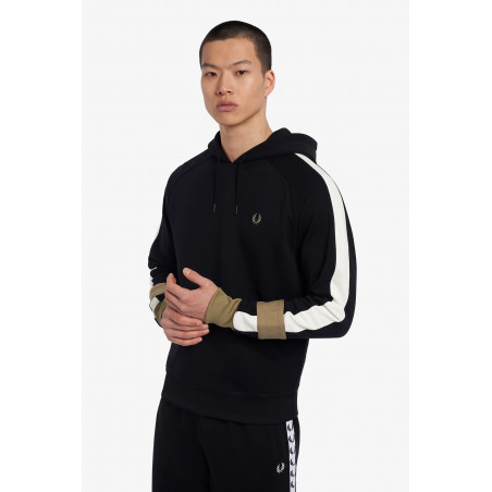 Fred Perry " Felpa Con Cappuccio E Riga Uomo Cotone Nero Prezzo 180,00