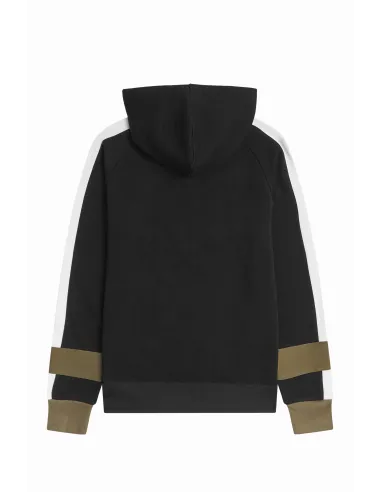 Fred Perry " Felpa Con Cappuccio E Riga Uomo Cotone Nero Prezzo 180,00