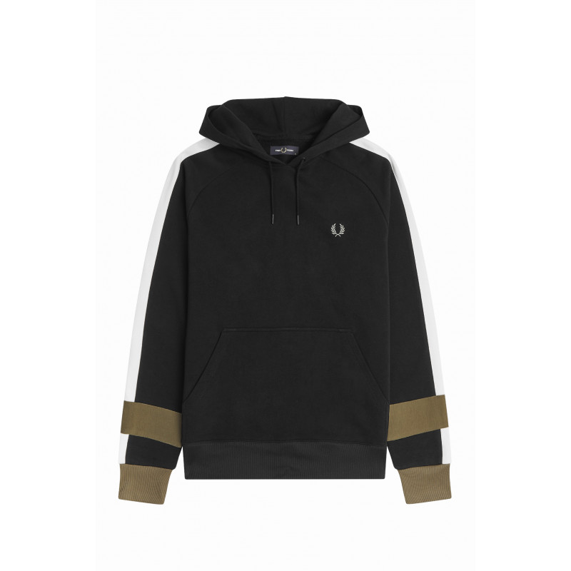 Fred Perry " Felpa Con Cappuccio E Riga Uomo Cotone Nero Prezzo 180,00