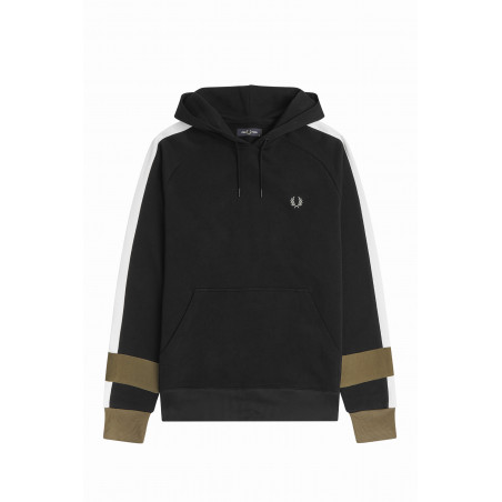 Fred Perry " Felpa Con Cappuccio E Riga Uomo Cotone Nero Prezzo 180,00