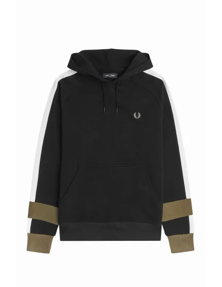 Fred Perry Felpa Con Cappuccio E Riga Uomo Cotone Nero Prezzo 180,00