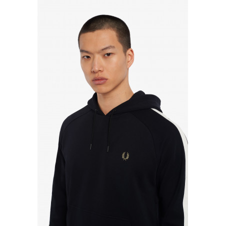 Fred Perry " Felpa Con Cappuccio E Riga Uomo Cotone Nero Prezzo 180,00